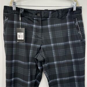 NWT Nike Black Performance Wicking Dr Fit Plaid Golf Pants Size 14